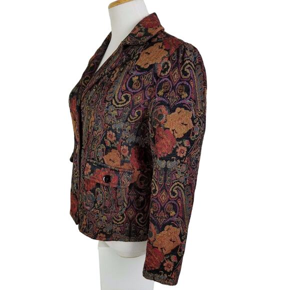 Sarah Bentley Tapestry Blazer Jacket Career 3-Button Sz PS Floral Motif Vintage - Picture 5 of 12